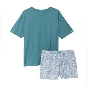 NWT VICTORIA'S SECRET Cotton Short Tee-jama 2 Pcs Set French Sage Ditsy Floral